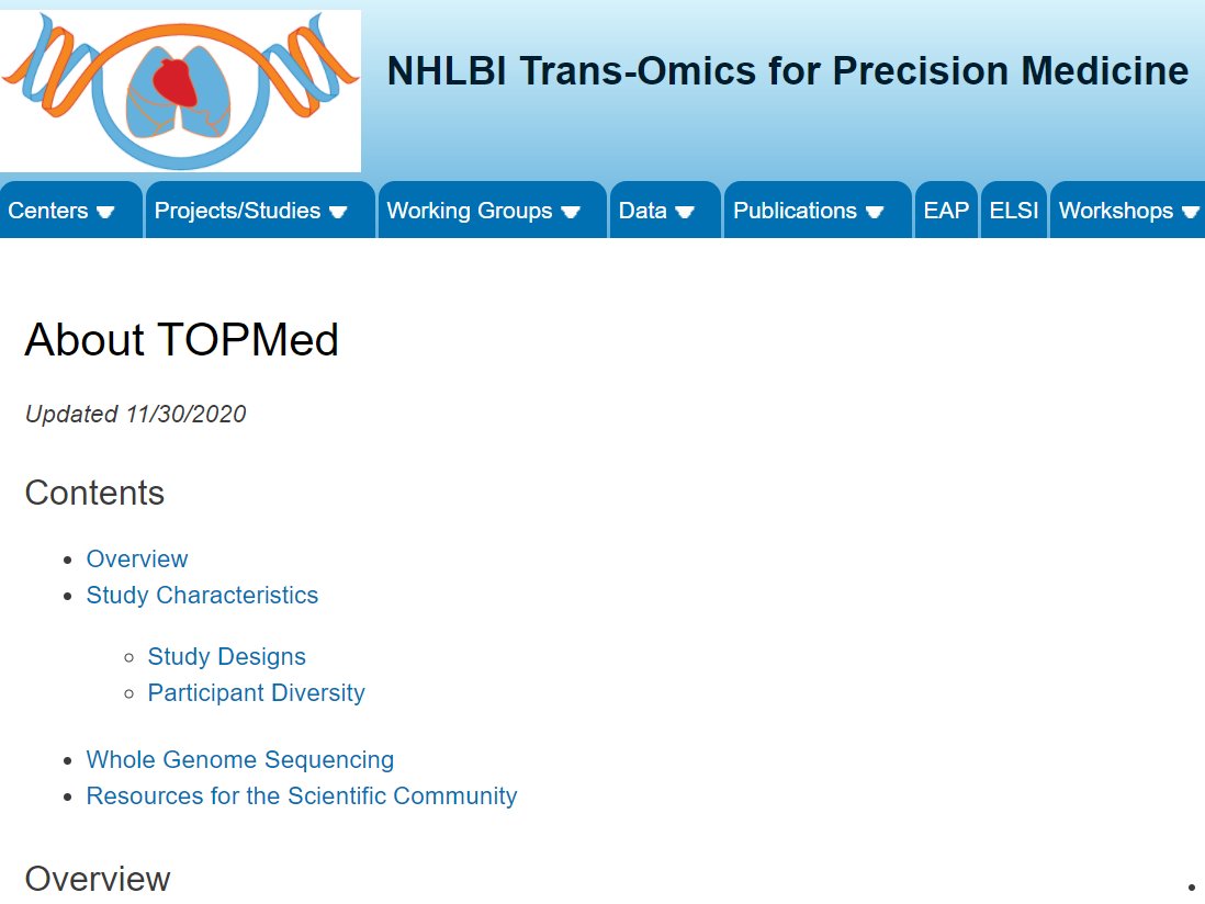 More detailed information about TOPMed can be found at  https://www.nhlbiwgs.org/  (6/n)