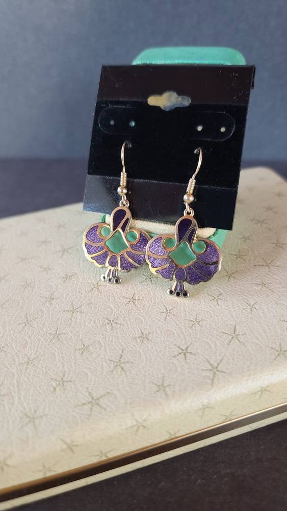 Excited to share the latest addition to my #etsy shop: Cloisonne Purple Flower Dangling Earrings etsy.me/37aCf1N #floral #no #earwire #earlobe #purple #gold #cloisonneearrings #danglingearrings #vintagejewelry
