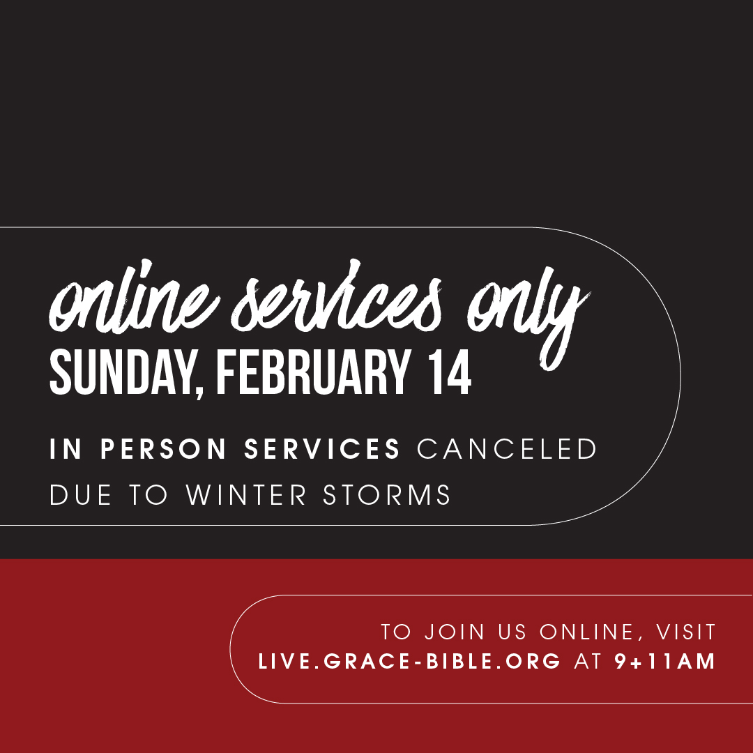 gracebibletx's tweet image. Due to inclement weather in Bryan/College Station, in-person services are canceled at all campuses for Sunday, February 14. Please join us at live.grace-bible.org for online services at 9 and 11am. Stay safe! We will keep you updated on any further changes.