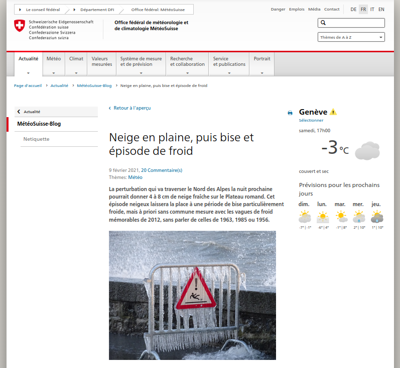 Je vais vous donner une image. Et au passage cette image vous aidera à piger ce qu'est le complotisme.OK.Imaginons.Meteosuisse nous annoncent une vague de froid.Il va faire très froid.4/n