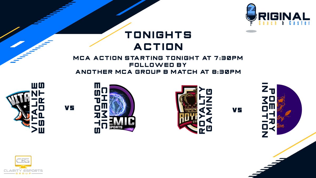 TheOriginalEU (@theoriginal_eu) on Twitter photo We are back tonight with even more action!
Starting off the coverage with <a href="/Vitalize_EU/">Vitalize Esports</a> vs @Chemic_esports ! Followed straight after by @GGRoyaltyGaming vs Poetry in Motion. Be sure to drop by the stream! twitch.tv/theoriginal_eu We are back tonight with even more action!
Starting off the coverage with <a href="/Vitalize_EU/">Vitalize Esports</a> vs @Chemic_esports ! Followed straight after by @GGRoyaltyGaming vs Poetry in Motion. Be sure to drop by the stream! twitch.tv/theoriginal_eu