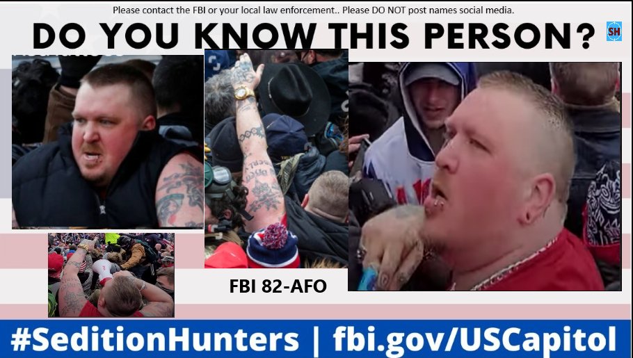 #SeditionHunters new found images of #sleevelessredtattoo FBI82-AFO If you know this man please contact the FBI. Please do not post names on social media.