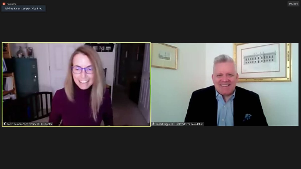 SCscleroderma's tweet photo. We had a great turnout for day 1 of our first virtual Amy K. Parrish Scleroderma Patient Education Conference! Thanks so much to all who attended, and a special shout out to our guest speakers today, Dr. Silver with MUSC and Robert Riggs, CEO of the @scleroderma! https://t.co/kLzG4s4OBE