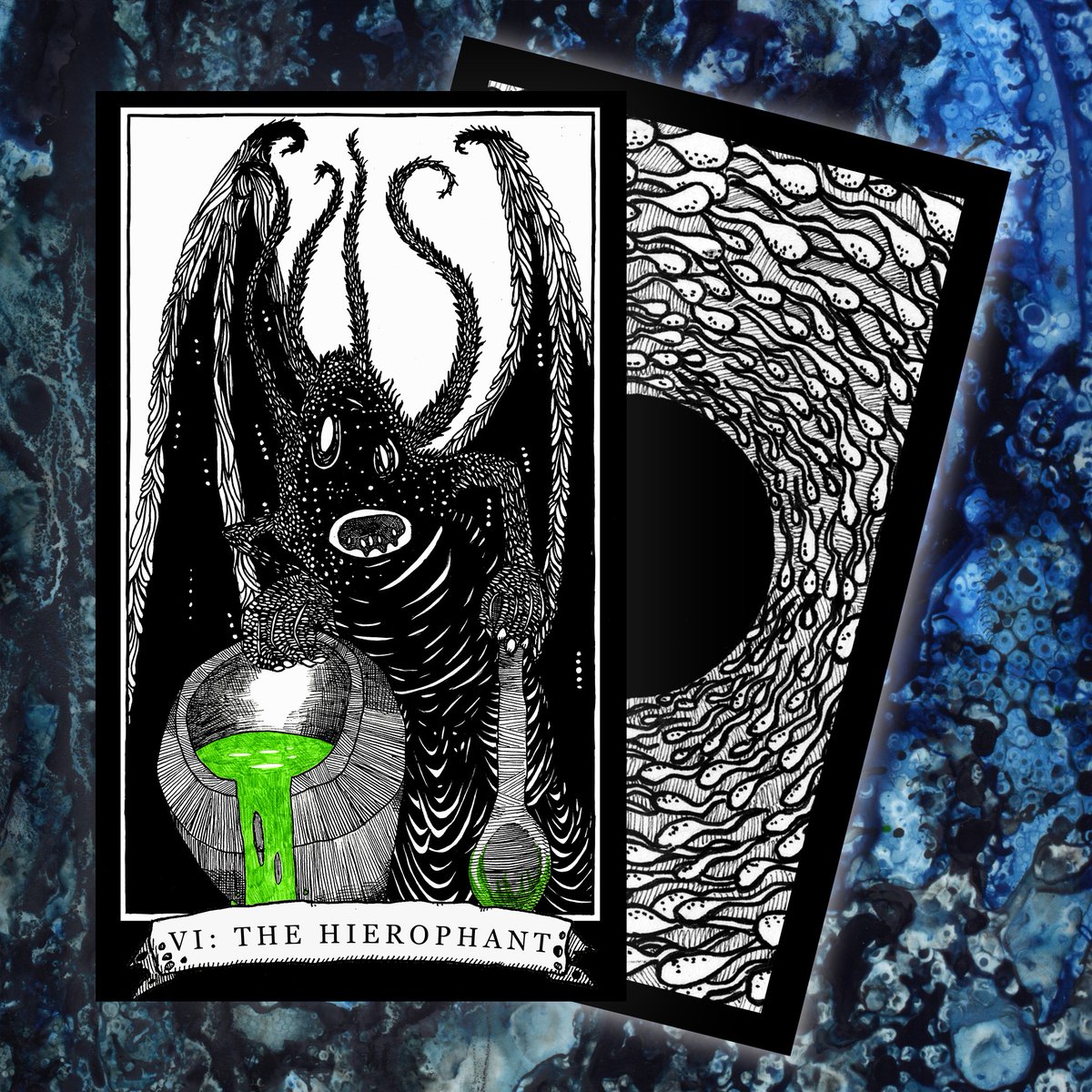 WinslowDumaine's tweet photo. This is from The Tarot Restless, my hand-drawn tarot deck set during the final days of a cosmic horror apocalypse. The Kickstarter for this deck is live! 

I worked on this for 4 years, and I'd love it if you shared this with your friends.

https://t.co/tUKXa74z4W https://t.co/8S97LIpBFY