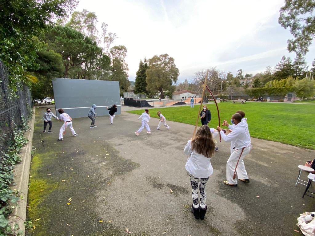 ABADAMarin's tweet photo. Online and in Person Capoeira teen class last Friday with Professor Ferrugem from Brazil 🇧🇷. Capoeira Teens beating the pandemia safely!! #teensstrong #beatingthepandemic #abadateens #abadacapoeiramarin #abadacalifornia #abadausa🇺🇸 #marincounty #northbay #bayarea #norcal #califa https://t.co/eLakHNvAkL