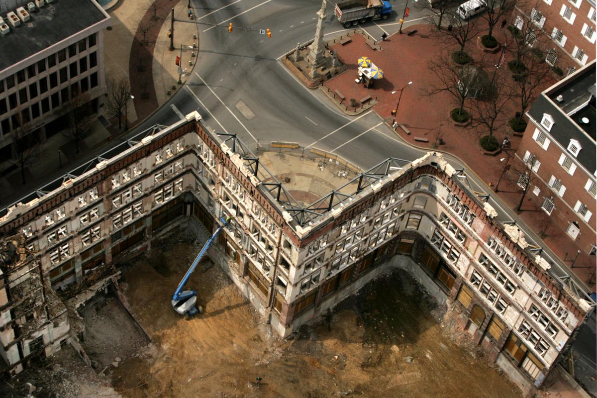Turn around, and you can see a fourth century. The Lancaster Convention Center was built in 2009 and uses the shell of the old Watt & Shand department store, which looks like it was built in 1880. I don't think that's adaptive reuse, but that's a great way to use the facade.
