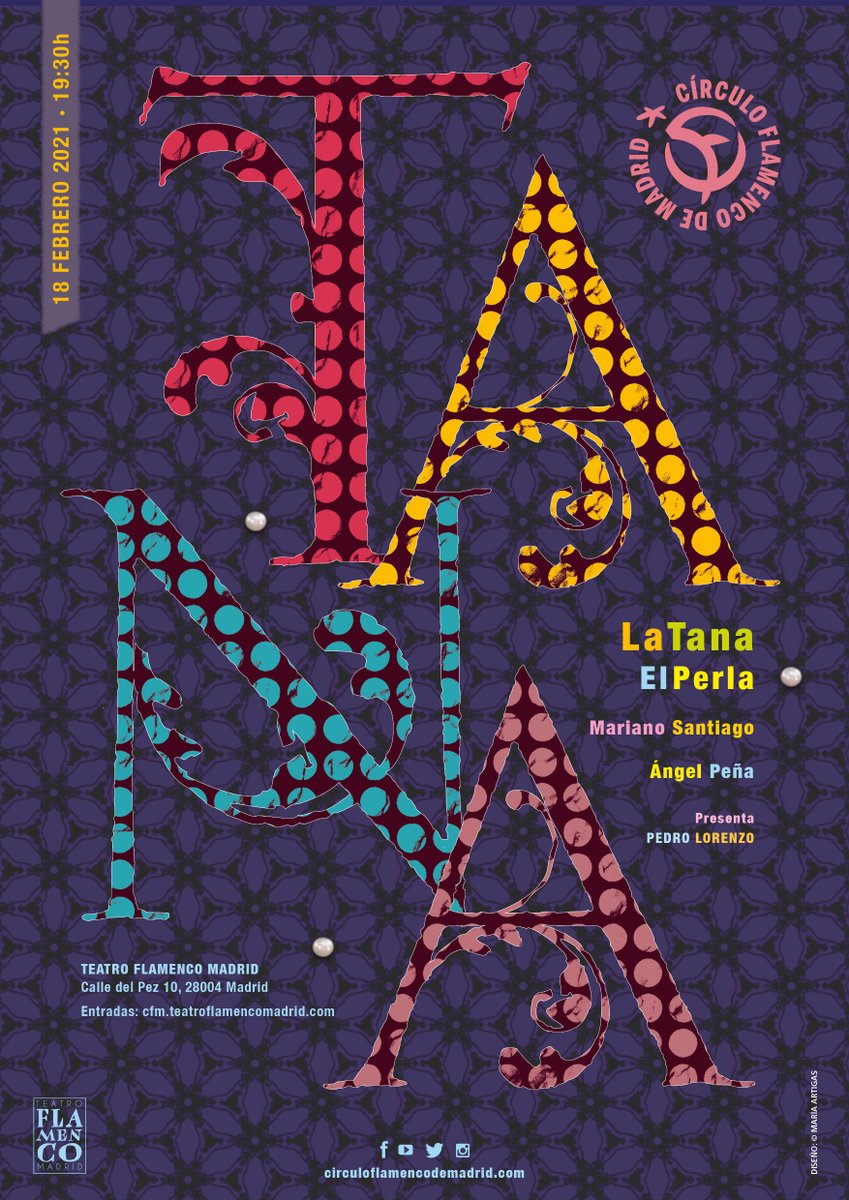 18/02 La Tana y El Perla en el Círculo Flamenco de Madrid <a href="/cirflamencomad/">Círculo Flamenco de Madrid</a> <a href="/TeatroFlaMadrid/">TeatroFlamencoMadrid</a> <a href="/TeatroAlfil/">Teatro Alfil</a> <a href="/deflamenco_com/">deflamenco</a> <a href="/elflamencovive1/">El Flamenco Vive</a> <a href="/carlosmb1974/">Carlos Martín Ballester</a> <a href="/CADFlamenco/">C.Andal.Doc.Flamenco</a> <a href="/CulturaCuenta/">➧ Agencia Andaluza de Instituciones Culturales</a> <a href="/Madrid_Cultura/">Madrid Cultura</a> <a href="/aireflamenco/">aireflamenco.com</a> @ExpoFlamenco1 <a href="/guiaflama/">Guía Flama</a> <a href="/Caminosdelcante/">Caminos del Cante</a> <a href="/RevZocoFlamenco/">Revista ZocoFlamenco</a>