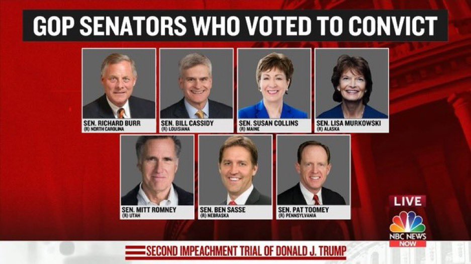 PadmaLakshmi's tweet photo. Shoutout to the 7 Republicans who did their job today:

@SenatorBurr 
@SenBillCassidy 
@SenatorCollins 
@lisamurkowski 
@SenatorRomney 
@BenSasse 
@SenToomey https://t.co/WF5sltxgBm