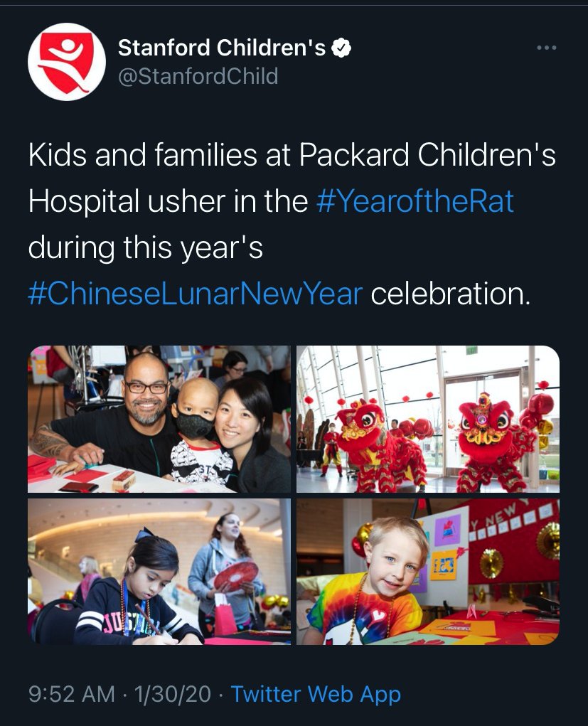 Last year (pre-COVID) when  @StanfordChild celebrated Lunar New Year ( https://twitter.com/StanfordChild/status/1222940764201603072), I was able to share part of my culture with my patients and colleagues. Check out those awesome lion dancers too!