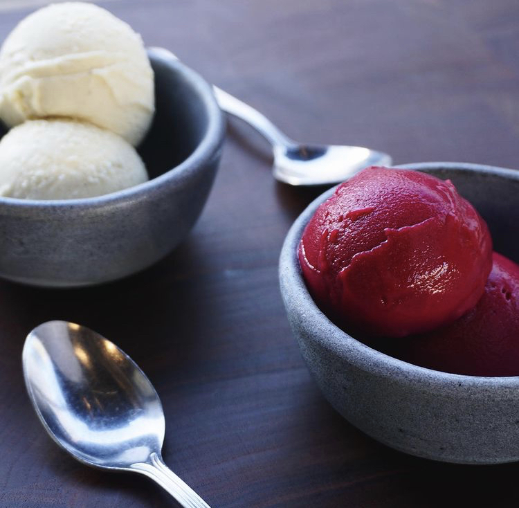 Chef Carlos' fresh-spun ice cream and sorbet for your Valentines. One-pint packs in insulated bags for take-home. 
Left: Roasted Mexican Vanilla Bean
Right: Beet-Blood Orange with Tarragon (vegan)
tacomaria.com/togo
