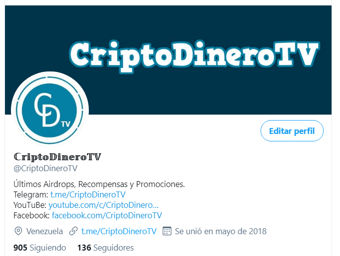 CriptoDineroTV's tweet photo. Sigue a @CriptoDineroTV en Twitter

https://t.co/4pQmA6b9Ni

Todos quienes me sigan también los seguiré. Hagamos grande esta comunidad!!! https://t.co/rXHm2MFCEk