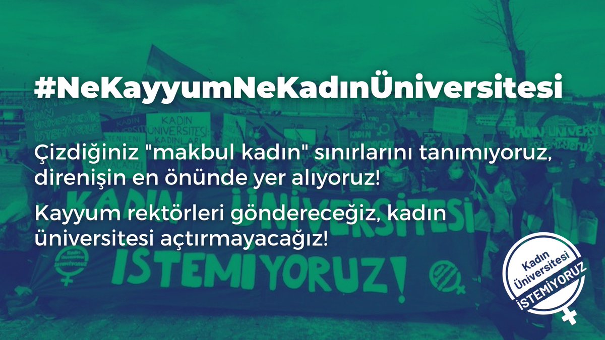 Çizdiğiniz "makbul kadın" sınırlarını tanımıyoruz, direnişin en önünde yer alıyoruz!
Kayyum rektörleri göndereceğiz, kadın üniversitesi açtırmayacağız!
#NeKayyumNeKadınÜniversitesi
#serbestbırak