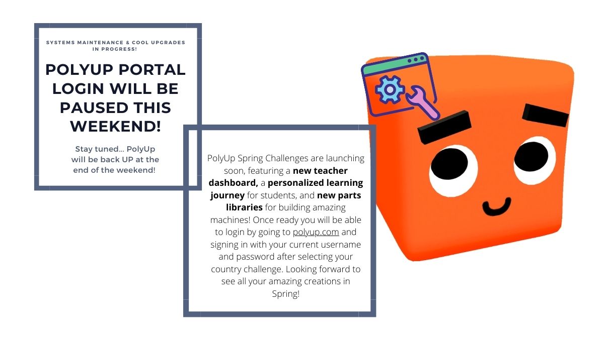 letsmod_ai's tweet image. Announcing- amazing upgrades over the weekend!
Please note: you will not be able to login to the PolyUp portal over the weekend,
And: stay tuned for
- a new teacher dashboard!
- #personalizedlearning journey for students
- new parts libraries!
#codewithmath #edtechchat