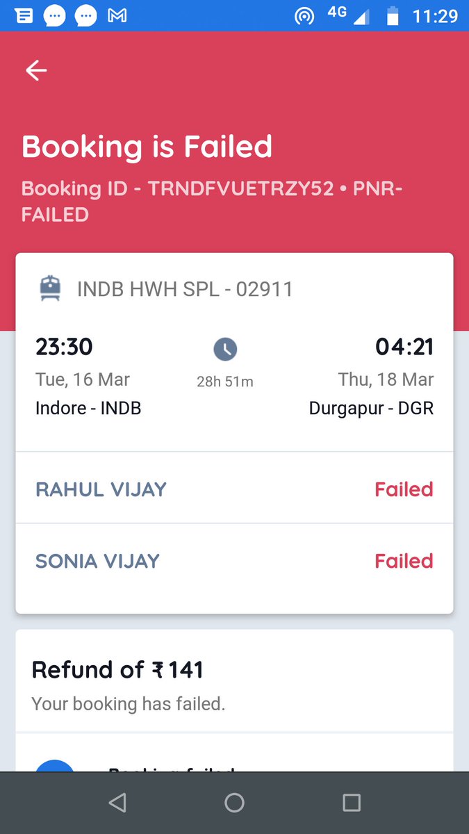 rvbash05's tweet photo. @goibibo Train booking failed. Amount paid INR 3681. Refund received INR 141? Screenshots attached. I don't understand. Kindly help immediately. Registered phone number 8130649905 https://t.co/NvHy24oCzS