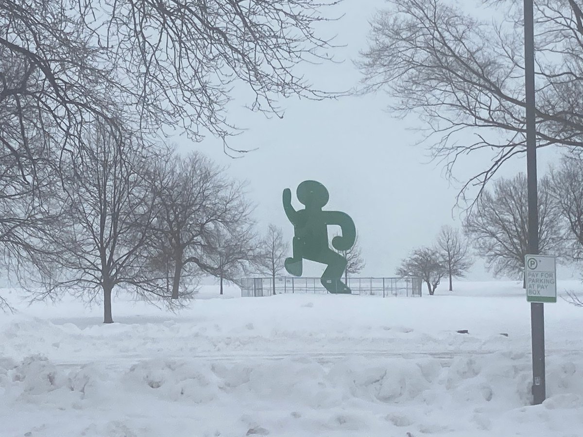 Giant green Keith Haring-like figure at Briar. Or it might even be a Keith Haring sculpture, I can’t recall.