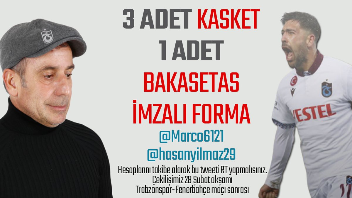 hasanyilmaz29's tweet photo. 🎁 ÇEKİLİŞ ZAMANI 

🔴 Bu tweeti RT yapıp, @Marco6121 ve @hasanyilmaz29 hesaplarını takibe alan şanslı 3 arkadaşımıza kasket, 1 arkadaşımıza da Bakasetas imzalı forma veriyoruz. 

🔵 Çekiliş sonucu 28 Şubat akşamı Trabzonspor - Fenerbahçe maçı sonrasında açıklanacak. https://t.co/nl3mGHfzEG