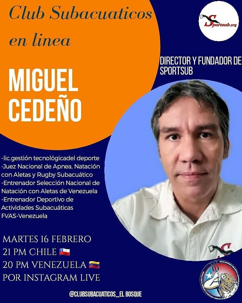 Muchas gracias por la invitación.
Nos vemos este martes @clubsubacuaticos_elbosque Nos acompaña este martes 16 febrero desde Venezuela <a href="/miguelsportsub/">Miguel Alberto Cedeño Ortiz</a> quien nos contara de toda su trayectoria en él mundo subacuatico…

📸 instagram.com/p/CLPgKiCj49u/ via tweet.photo