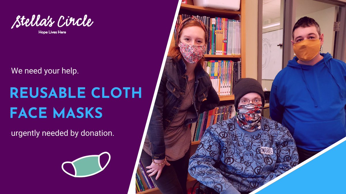 😷 <a href="/StellasCircle/">Stella's Circle</a> urgently needs cloth masks to keep frontline staff &amp; participants safe during #COVID19nfld 😷

Mask donations would be gratefully appreciated 🙏 Please drop off at our Brian Martin Housing Resource Centre, 84 Prescott St 8:30-4:30 Mon to Fri.

 #HopeLivesHere ✨