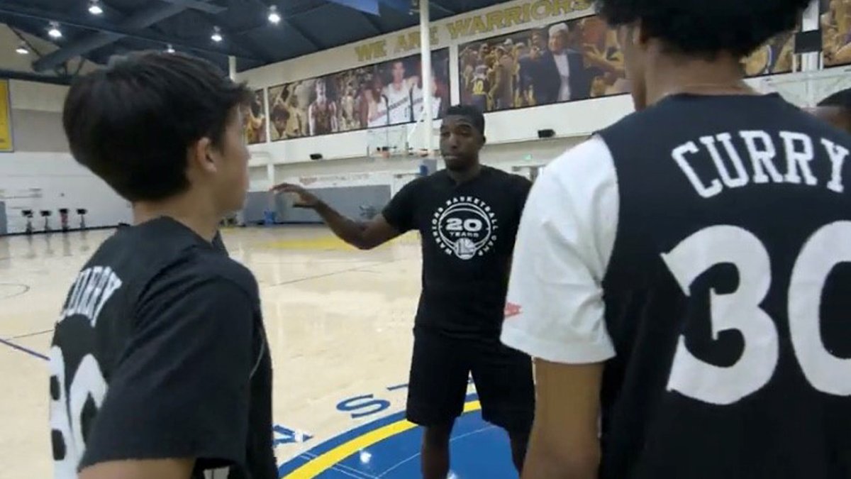 NBCSWarriors's tweet photo. Coach Aalim Moor explains to @KerithBurke how the Warriors Youth Basketball Academy is shaping the next generation 

https://t.co/VH9bMCwCZC https://t.co/NWzpHhjAeu