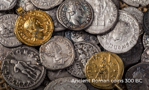 (13/35) The Roman empire took cues from other cultures and began to use coins made of precious metals as currency. Emperors made sure to have their likeness imprinted on coins to remind citizens who was in power.