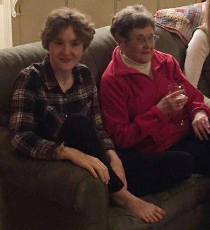 Here’s a photo of me much more recently (17 years old), sitting in an unusual position on a couch next to my grandmother. I frequently sit like this.