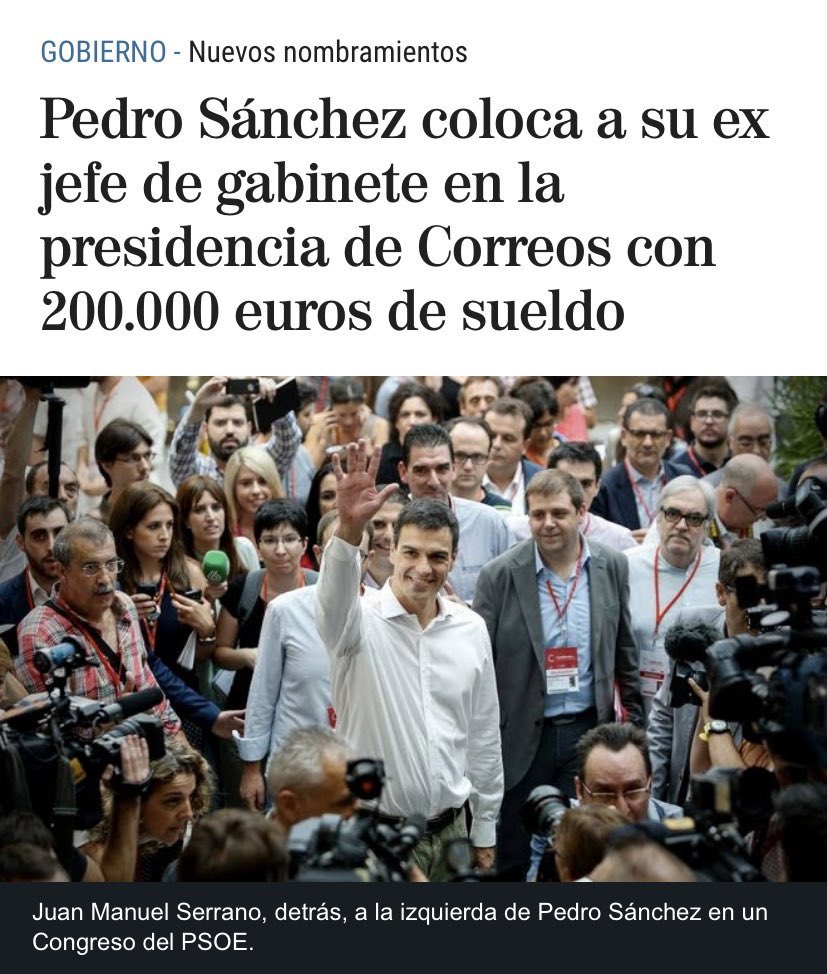 Tonicanto1's tweet photo. Julio de 2108. Pedro Sánchez coloca a su ex jefe de gabinete en la presidencia de Correos con 200.000 euros de sueldo.

Febrero de 2021: Correos cuadruplica  la previsión oficial de pérdidas. (Más de 300 millones)

Pedro Sánchez y sus amiguetes. https://t.co/He4keeVjsR