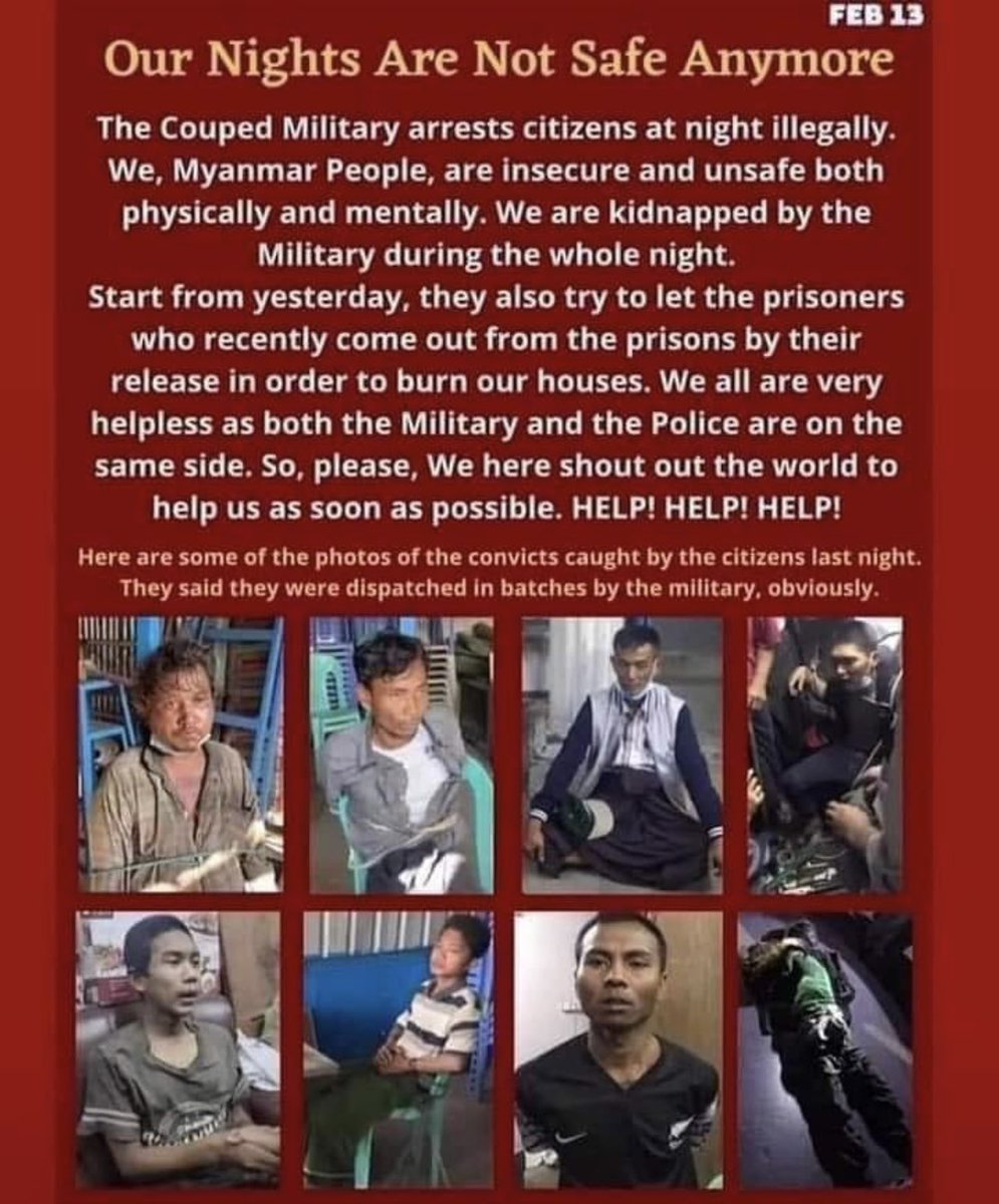 #WhatsHappeningInMaynmar 
#HearTheVoiceOfMyanmar 
#RejectMilitaryCoup 
#SaveMyanmarDemocracy