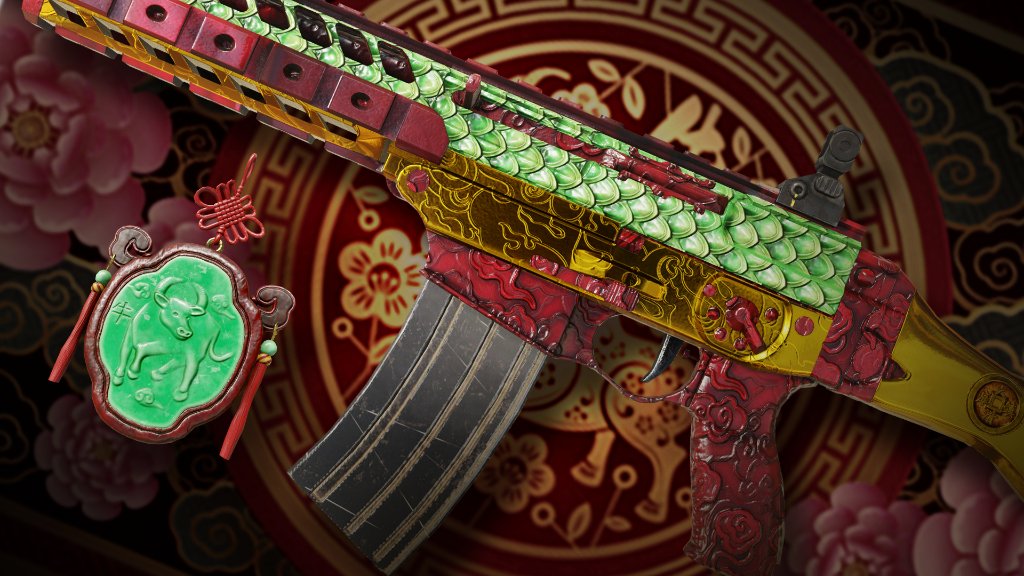 Rainbow6FR's tweet photo. Souhaitons la bienvenue pour une durée limitée à la nouvelle année lunaire avec le pack Signe du buffle 🐂

Contient ⬇

📿 Le pendentif Créature de jade 
🔫 Le skin d'arme Année du buffle, applicable à toute arme actuelle https://t.co/mWmIoA5QN5