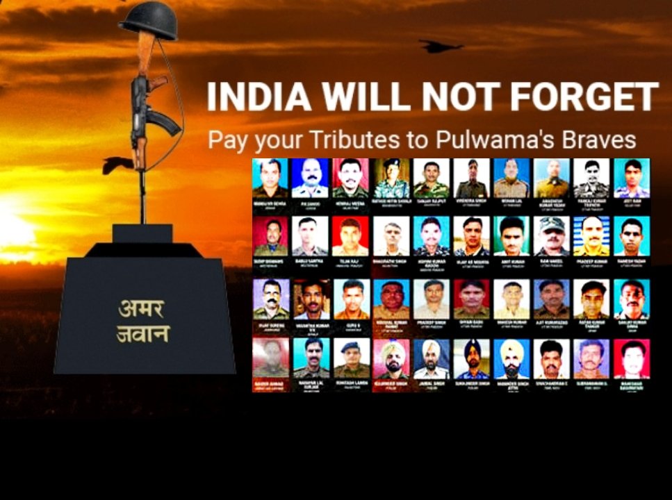 AHIRRAVIRAM's tweet photo. Never Forget, Never Forgive !!
"Kuch yaad unhe bhi kar lo jo laut ke ghar naa aaye" 🙏🏾🙏🏾
We will never forget our brave soldiers and their sacrifice.
#PulwamaAttack #BlackDay https://t.co/lrcQKjaNEe