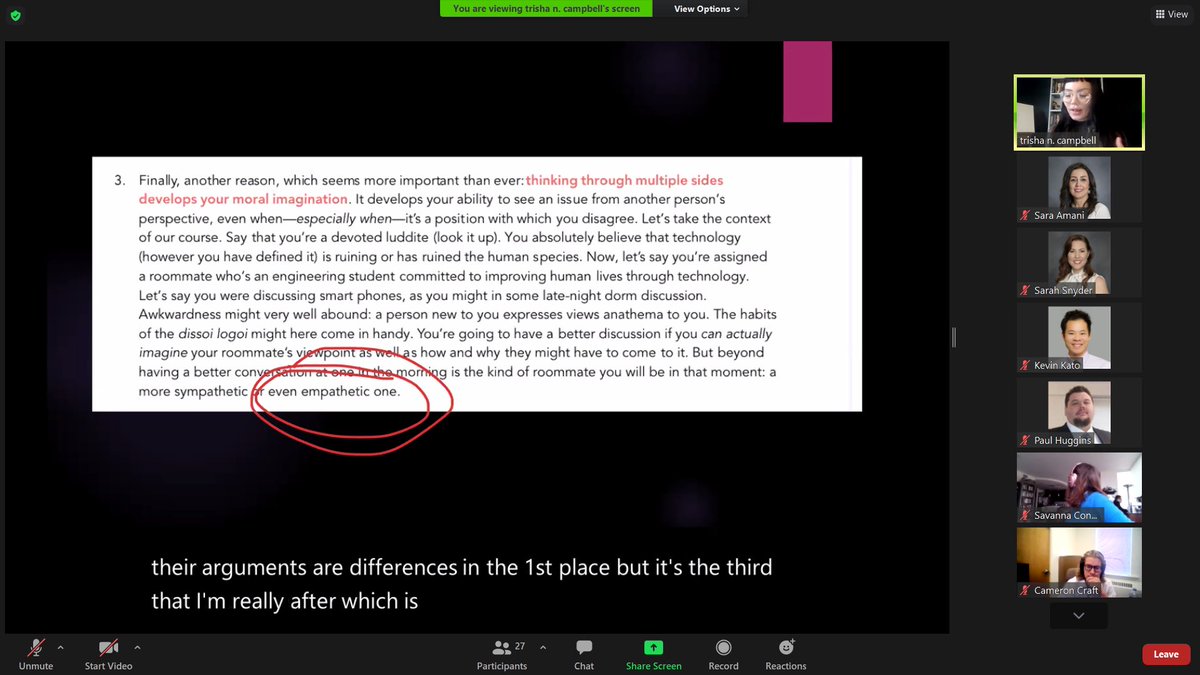 SaraAmaniPhD's tweet photo. In her presentation at #ASUCompCon, @campbellprof argues empathy in rhetoric or rhetorical empathy should be part and parcel to designing the teaching of argument. I’m now reflecting on how I teach my students @ArizonaWestern to see the world in the complex perspectives of others https://t.co/vRlCZ2EkIg