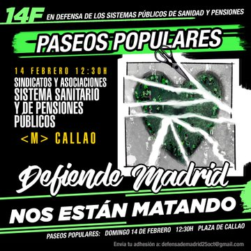 MadresCR's tweet photo. #PaseosPopulares este #14Febrero 12:30h
Callao, Sol, Opera y Tirso
#NosEstanMatando14F https://t.co/wCSBG1CEup