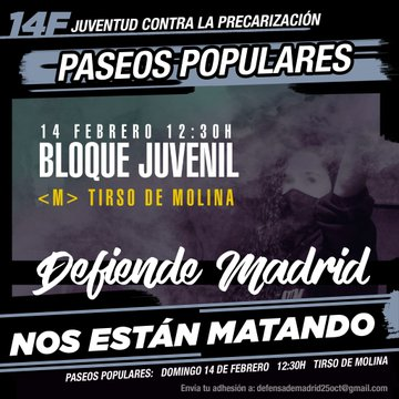 MadresCR's tweet photo. #PaseosPopulares este #14Febrero 12:30h
Callao, Sol, Opera y Tirso
#NosEstanMatando14F https://t.co/wCSBG1CEup