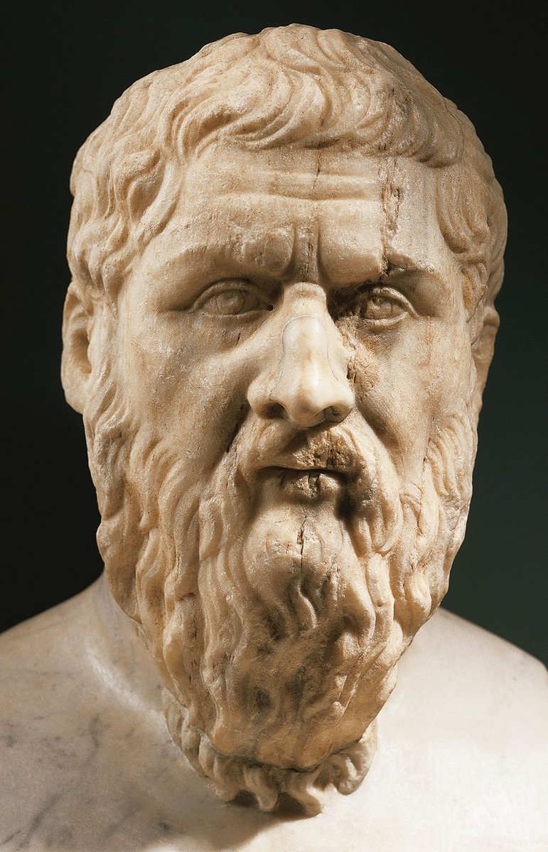 Plato: - Known best for long threads that everyone talks about, but rarely anyone has read.- Hate followed by Aristophanes who replyguys to all of his posts.- Blocked Diogenes for the chicken incident- RTs Socrates so often, people suspect it's his alt.