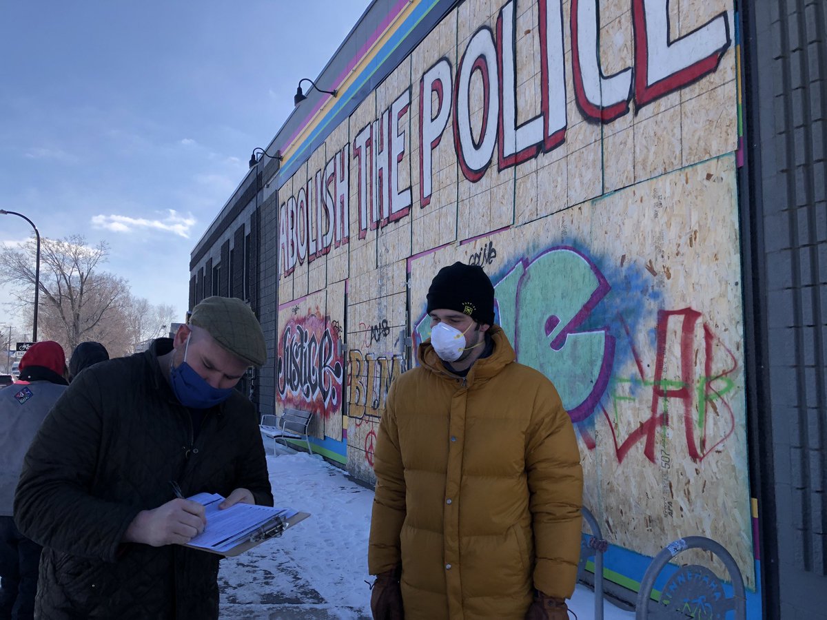 Kick off of the citizen-led petition to put dismantling and replacing the Minneapolis Police Department on the November ballot. At Moon Palace Books just a block from the burned out Third Precinct Police