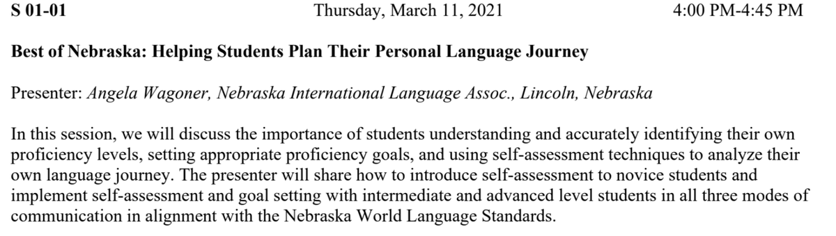 Make sure you add each state's "Best of" session to your conference schedule. Angela Wagoner will represent <a href="/NebLanguages/">Nebraska Languages</a> with "Helping Students Plan their Personal Language Journey" on March 11th. Register now at csctfl.org. Prices go up on Monday!