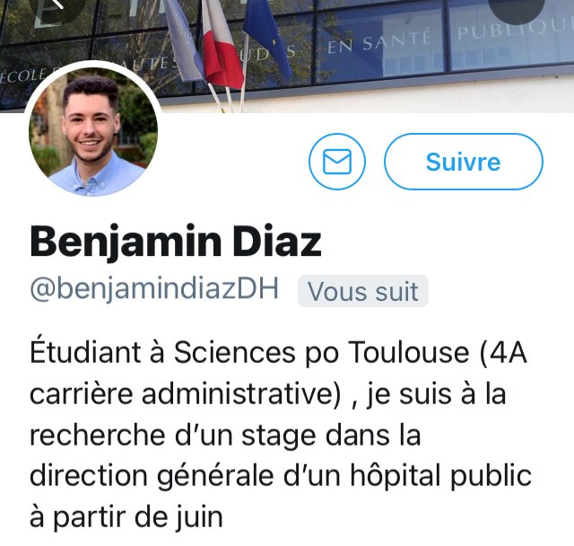 ⁦👋🏻@benjamindiazDH⁩ cherche un stage de direction hospitalière !