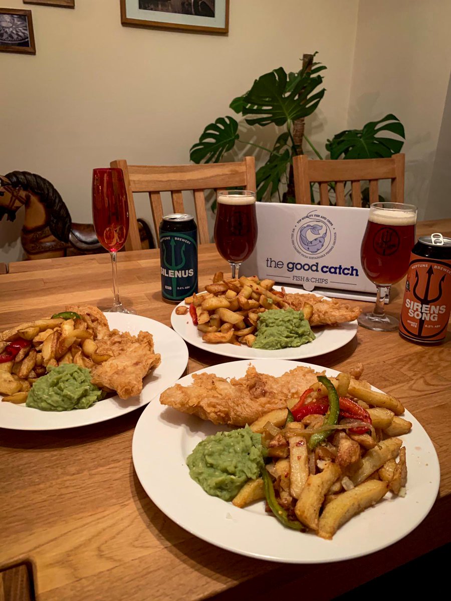 This Saturday’s dinner supporting our independent food traders is about the ‘Great British Fish and Chip Shop’🍟🐟thanks to <a href="/TheGoodCatch/">The Good Catch</a> 
Perfectly paired with Silenus, and Sirens Song 🍺🔱.