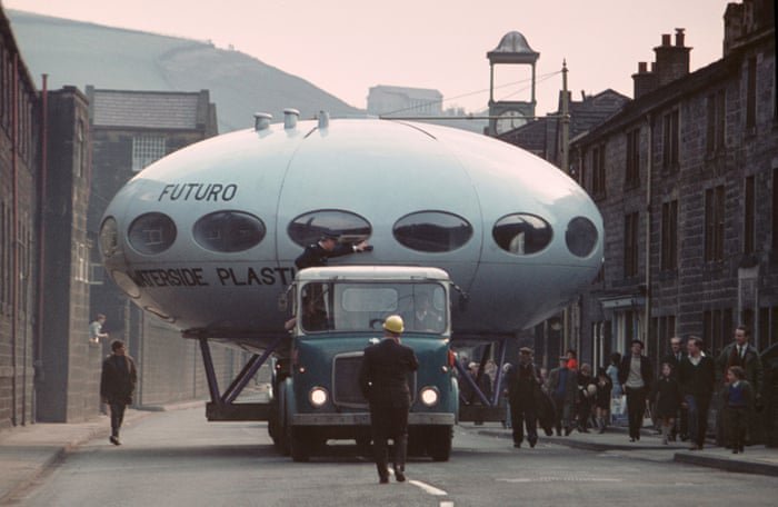 The Futuro was made of fibreglass- reinforced polyester and was light enough to be towed to any location. You literally moved house.