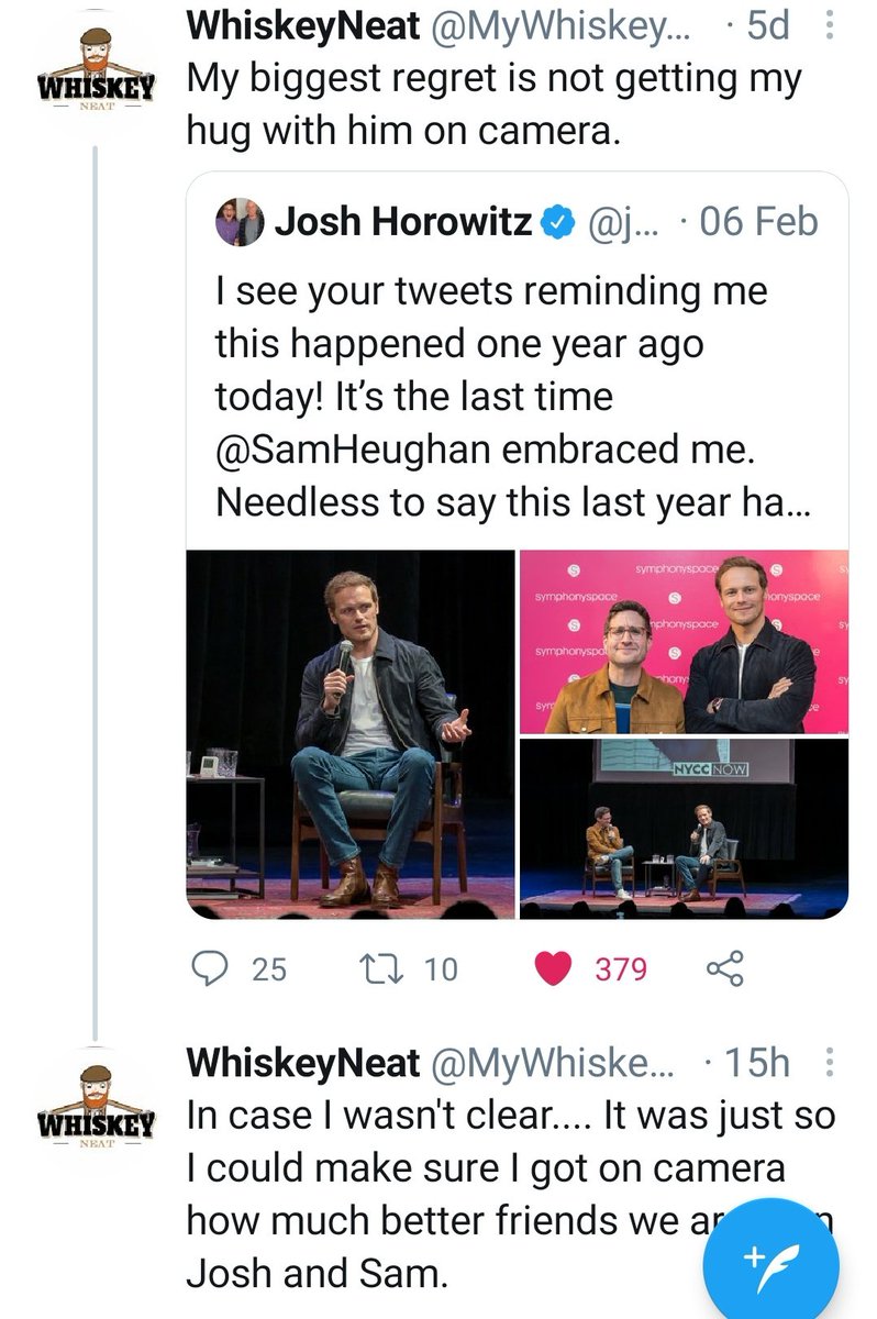 Starting the Mother of all weeks thread with some of Sam's friends! You have to be a very special person to have so many great friends.. and Sam is! Below .. exhibits 1, 2 and 3! Friends will be friends!  #SamHeughan  #JoshHorowitz #AishaTyler  #KristopherHart