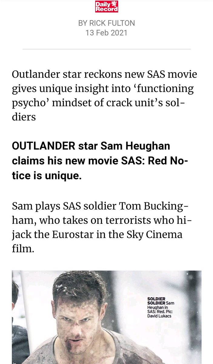 Also, Daily Record and the Scottish Sun mention Sam's  #SASRedNotice in a new and interesting article!  #SamHeughan