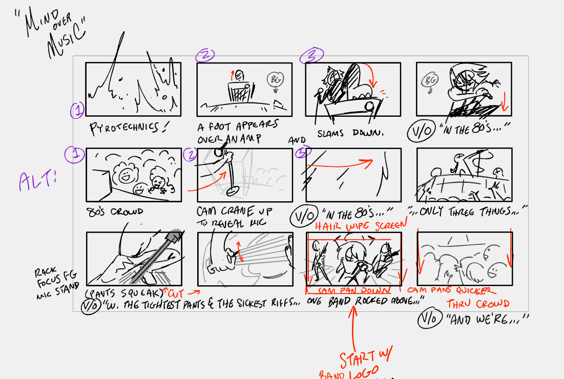 For #Feboardary I'm going through my boarding process in detail - and it usually starts with thumbs that look like this! I keep them super-tiny and super illegible so I never get "married" to any one shot composition. My first ideas aren't always best, so I do a lot of alts! 