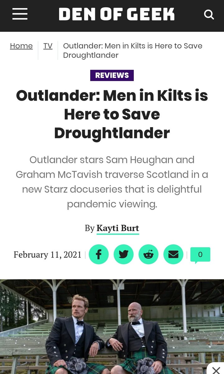 More  #MenInKilts articles, this time from TvFanatic, The Scotsman Food & Drink, Den of Geek and Amazon Adviser #SamHeughan  #GrahamMcTavish
