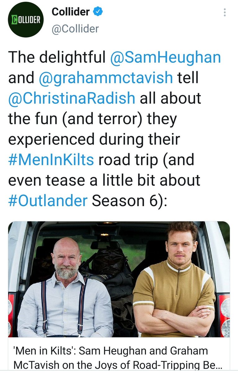 Adding more articles: Three if by space, The Oprah Magazinr, Collider #SamHeughan  #GrahamMcTavish  #MenInKilts