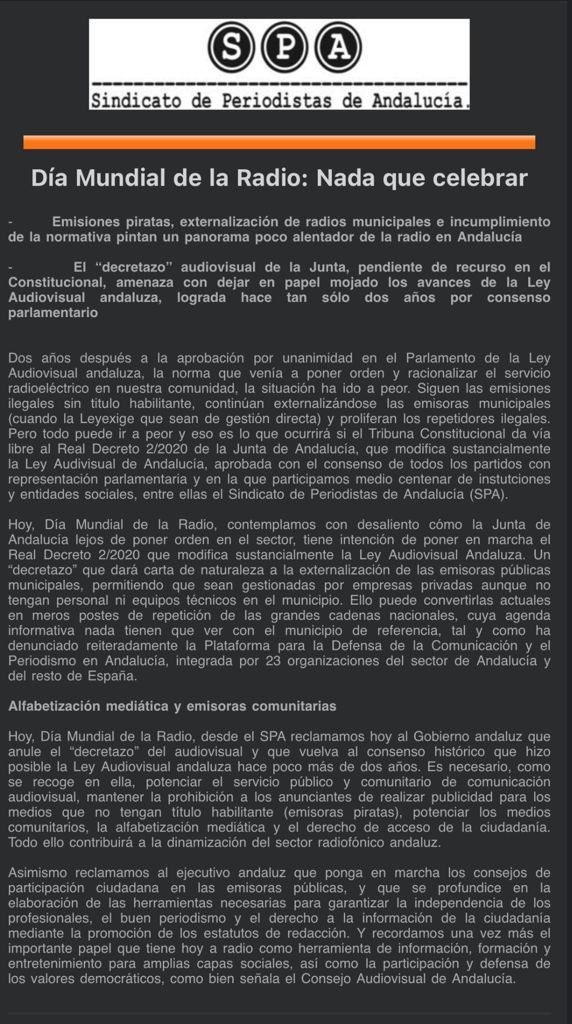 Estos listos del sindicato socialista, de qué van? <a href="/SPA_Periodistas/">Sindicato de Periodistas de Andalucía (SPA)</a> enteraros bien de la situación y luego escribís, periodistuchos