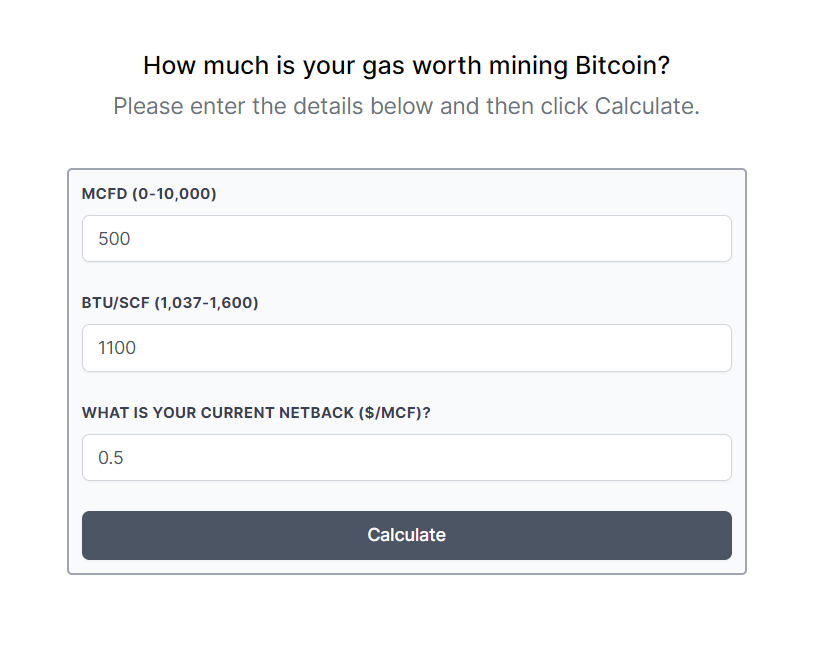 Appendix C.2: This even comes with a handy calculator so you can plug in how much environmental harm you cause by flaring or venting methane, and see the profit from harming the environment by burning it to mine bitcoin: