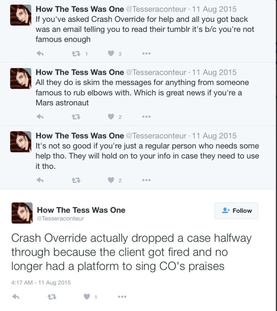 Cuz I remember when you gave Zoe Quinn’s Crash Override Network (CON ) a large sum of money. Within 2 years the whole thing failed, but not before workers at the organization spoke of lack of pay & other problems. Perhaps this could be written off as baseless accusations, but..