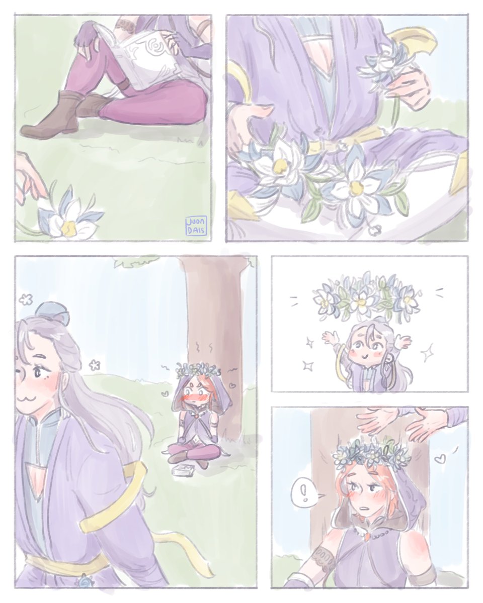 [oc] chaeun likes to make flower crowns and give them to people he likes #genshinoc #oc #originalcharacter #GenshinImpact 