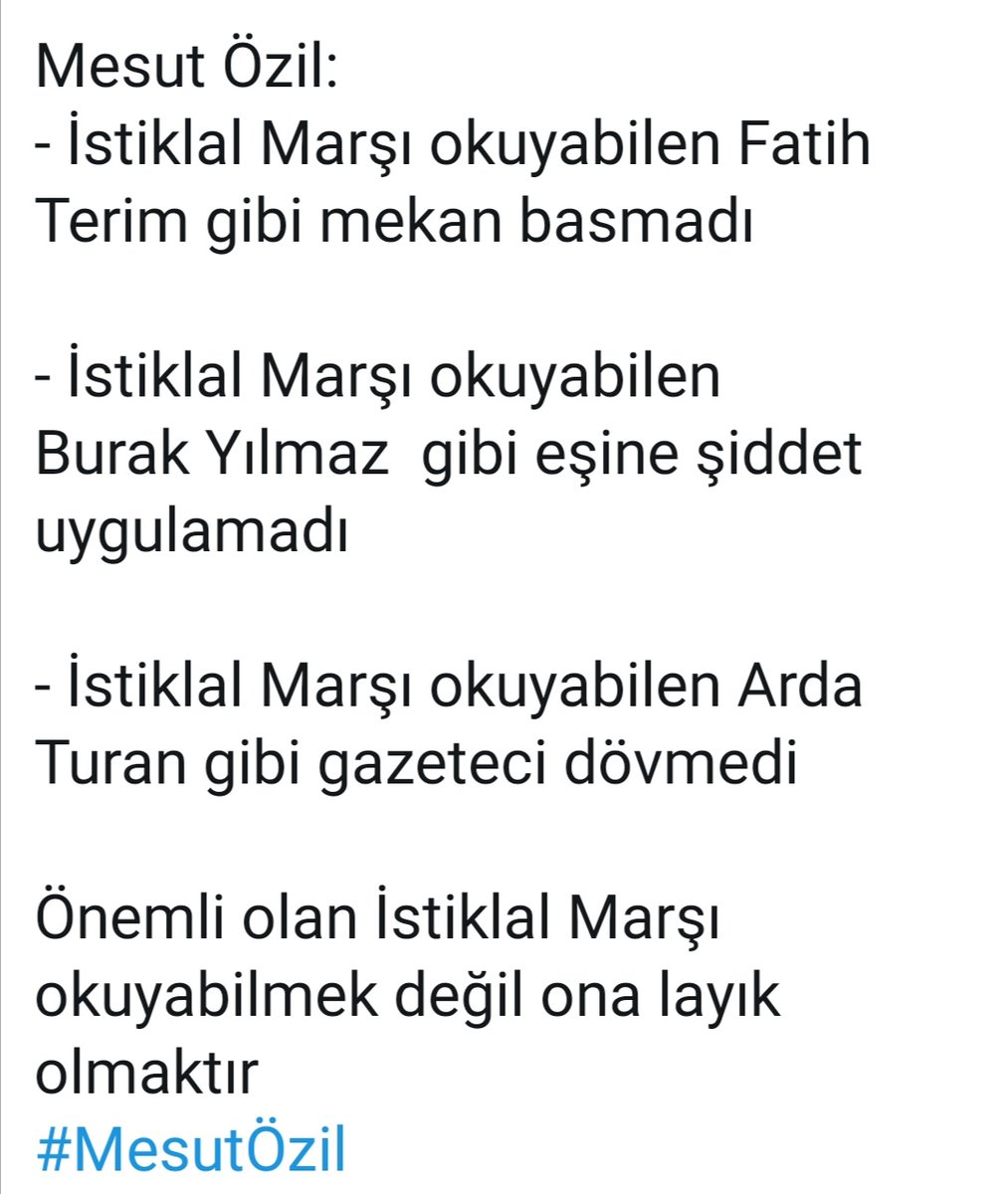 Önemli olan istikbal marşı okumaya layık olmak  prim kavgası yapmadı,silah çekmedi vs. Sadece futbol oynamak istiyor.