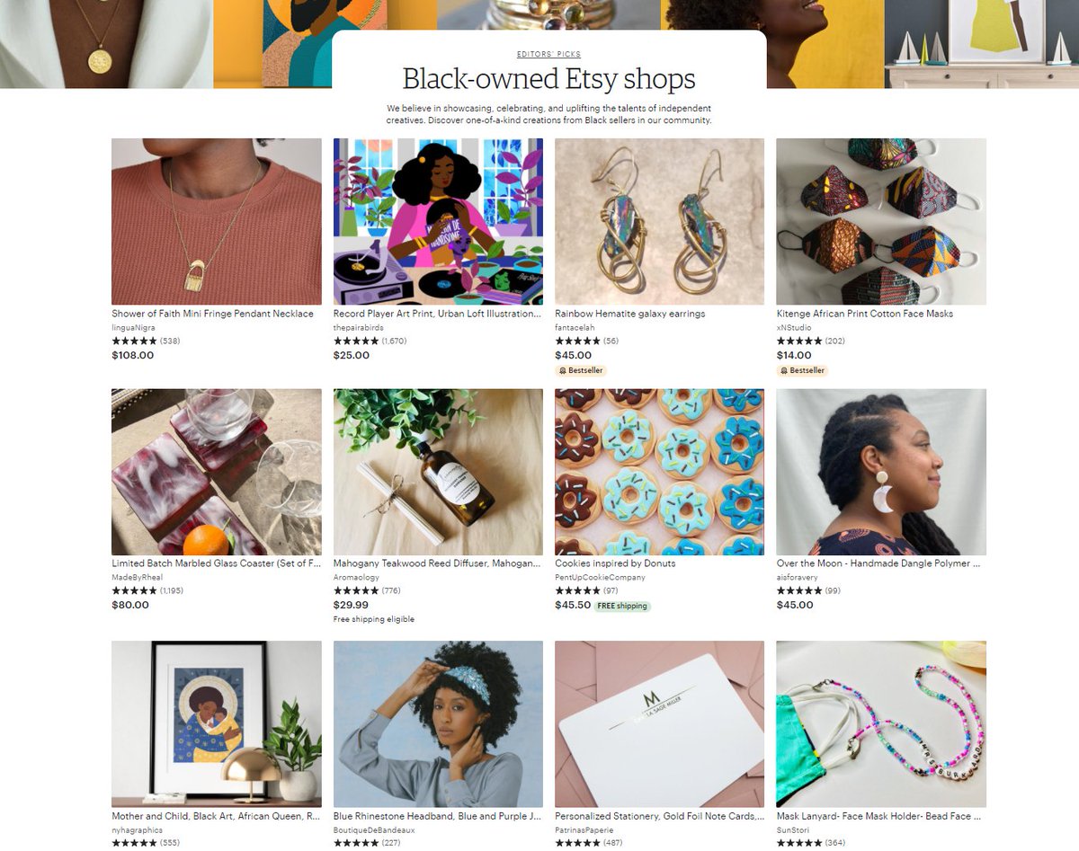 BDBandeaux's tweet photo. We're being featured on Etsy's list of Black owned shops for Black History Month! 😮🤩

If you're looking to buy #blackowned, #smallbusiness, and #handmade, here's a good place to start:
https://t.co/ypqYFFCc4H https://t.co/d4US1C3rqU