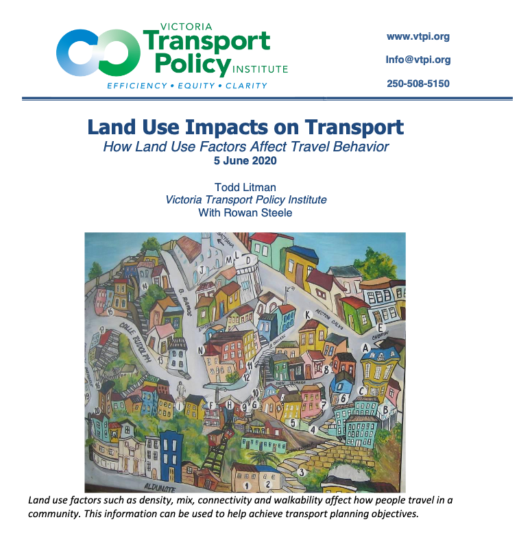 Finally, the 2020 VTPI report is a recent addition to this literature  https://www.vtpi.org/landtravel.pdf .I wish this approach was combined with modeling of how quickly these solutions could be implemented in representative locales throughout North America, & how this would add up. /fin